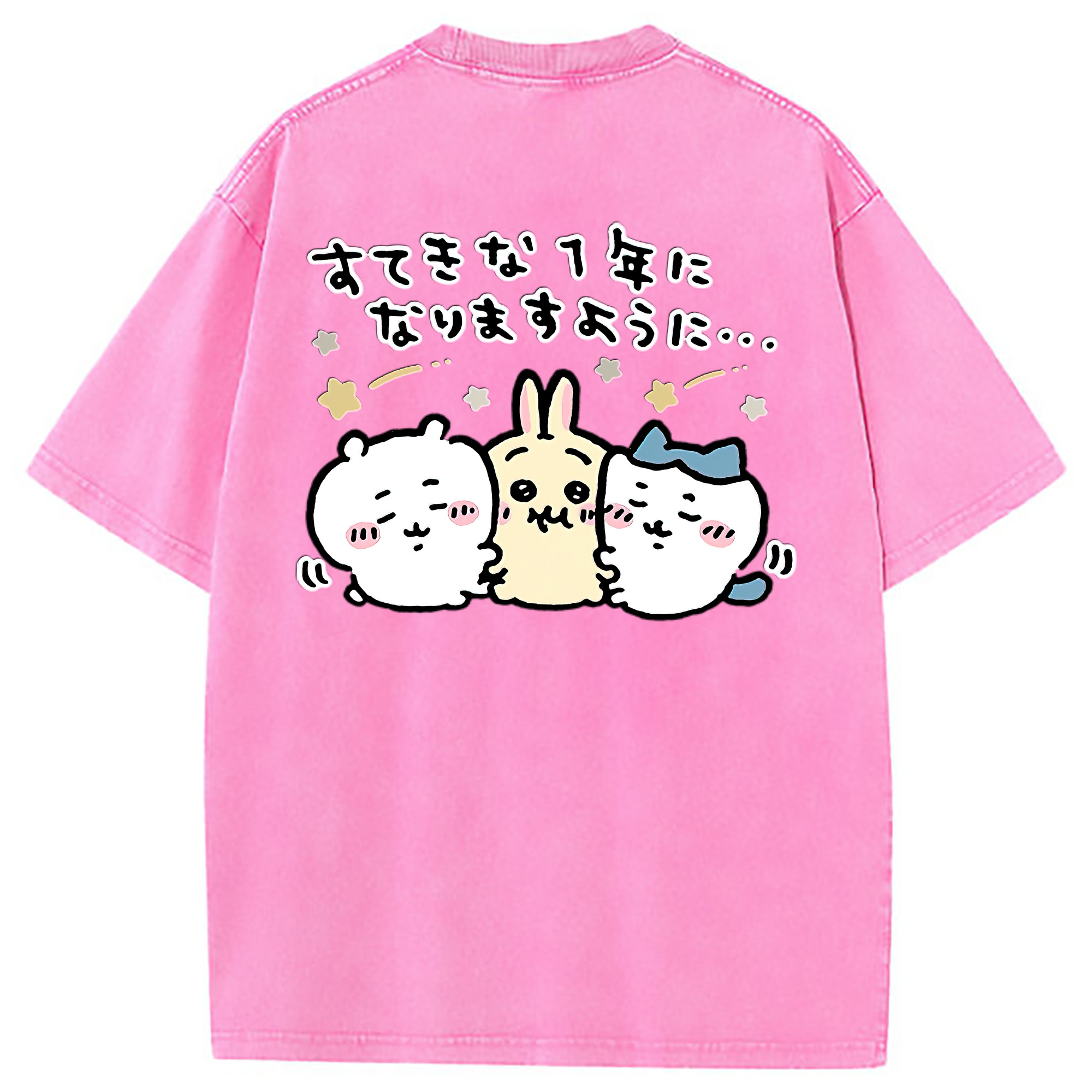 （画像用） ちいかわ ちいかわ Chii-kawa chiikawa 綿100% ヴィンテージ風 半袖Tシャツ（背面プリント）